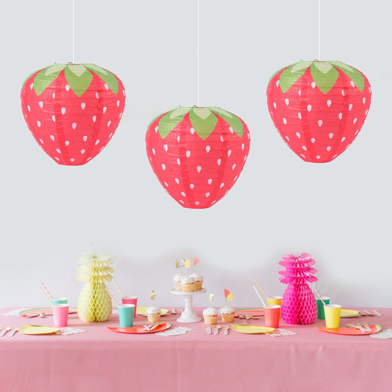 Lanternă din hârtie 3D, căpșuni, ananas, decorare pentru petreceri tematice, festivalul de primăvară, lanternă portabilă din hârtie pentru copii