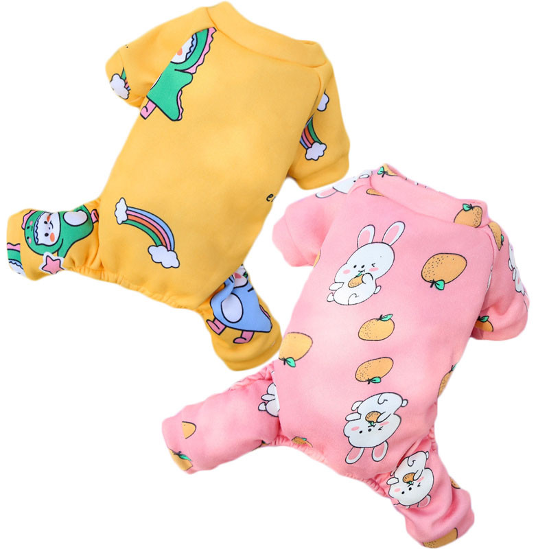 Анимационни топли пижами Есен Зима Дрехи за кученца Френски булдог Бишон Куче Гащеризон за малки кучета Качулки Костюм Пижами Гащеризон