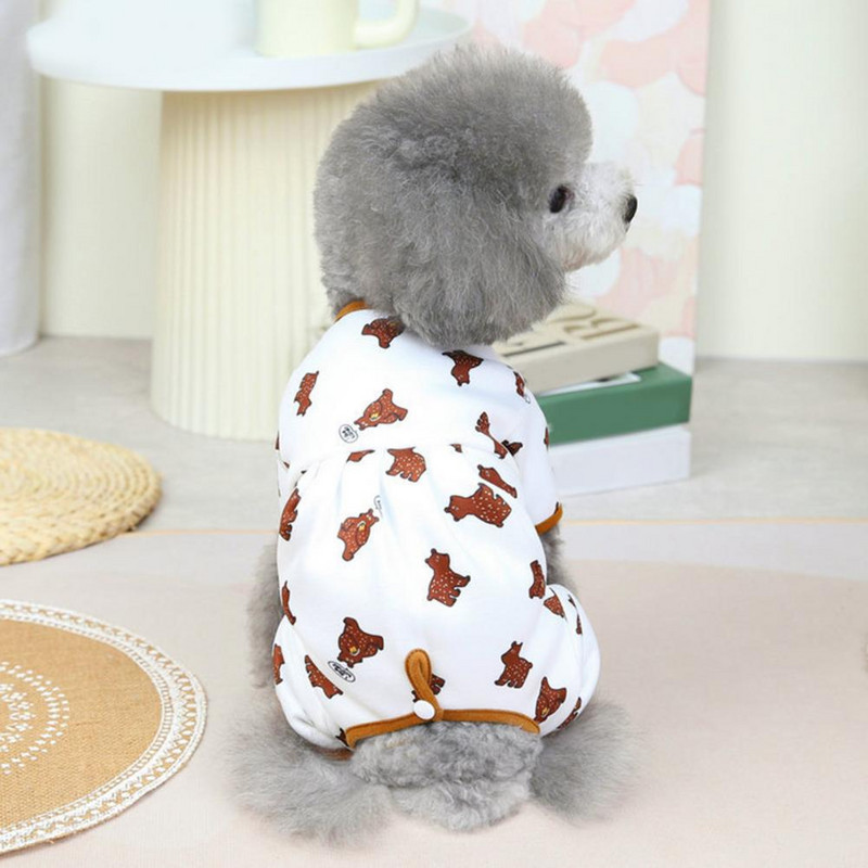 Mājdzīvnieku kombinezons Apģērbs Mīksts Izturīgs Apmales Karikatūra Ērta Mazā Lāča Apdruka Saglabā siltumu Aptin Vēders Četri Legingi Mājdzīvnieka kostīms