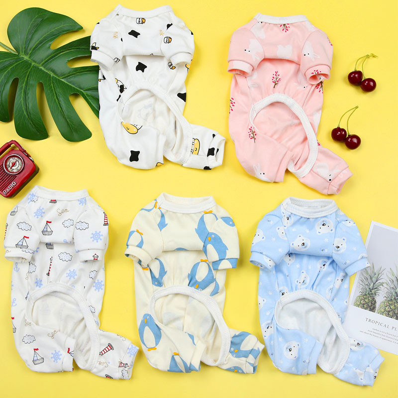 Minkšti šunų pižamos rūbai naminiams gyvūnėliams Animaciniai megztiniai marškinėliai šunų kombinezonai balti rožiniai mėlyni naminių gyvūnėlių drabužiai kačių šunų pižamos kombinezonai PJS