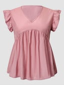 „Finjani“ rožinė palaidinė Mielos mielos vasaros viršutinės 2023 m. mados V formos iškirptės elegantiškos plius dydžio moteriškos palaidinės