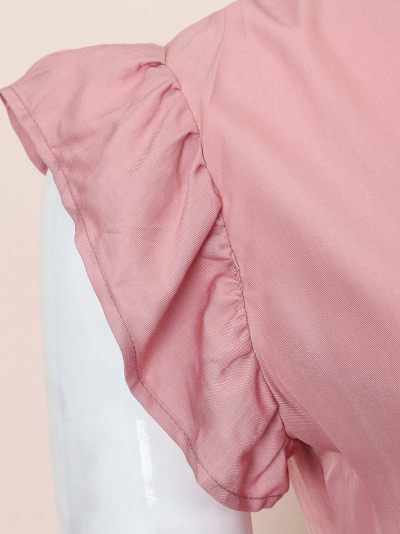 „Finjani“ rožinė palaidinė Mielos mielos vasaros viršutinės 2023 m. mados V formos iškirptės elegantiškos plius dydžio moteriškos palaidinės