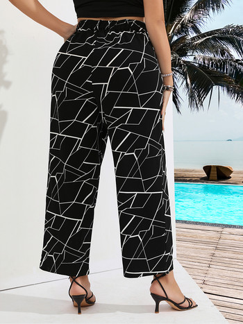 Παντελόνι Finjani Παντελόνι Ψηλόμεσο Παντελόνι Graphic Print Ζώνη Φαρδύ Παντελόνι Καλοκαιρινό Plus μέγεθος Γυναικεία ρούχα 2023
