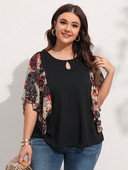 Finjani Ženska bluza spuštenih rukava s točkastim printom i dekolteom veće veličine Ležerne ženske ljetne majice