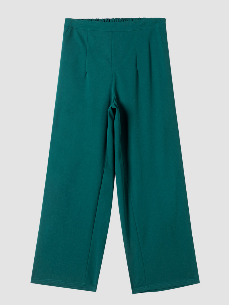 Dámske nohavice Finjani s prekladaným detailom, rovné nohavice, oblekové nohavice, plus veľkosť, vrecovité letné jednofarebné nohavice