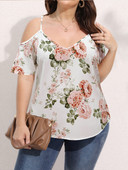 Finjani Plus Size Naiste Print Cami Top 2022 Suvine seksikas seljata lühikeste varrukatega rippuv kleit T-särk