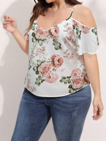 Finjani Plus Size Ladies Print Cami Top 2022 Καλοκαιρινό σέξι μπλουζάκι με κοντομάνικο κοντομάνικο φόρεμα