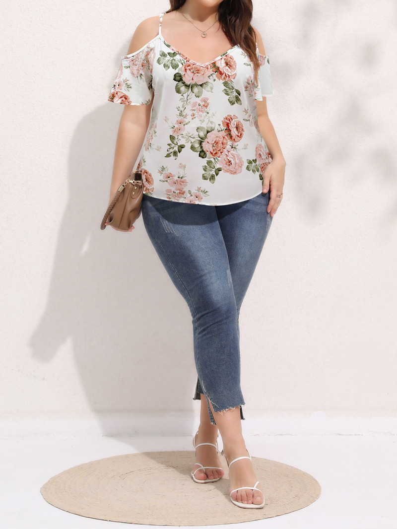 Finjani Plus Size Naiste Print Cami Top 2022 Suvine seksikas seljata lühikeste varrukatega rippuv kleit T-särk