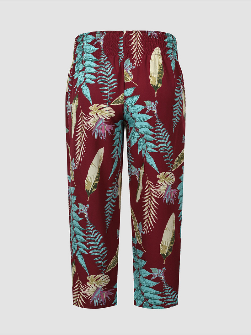 „Finjani“ moteriškos kelnės didelio dydžio vintažinio rašto kelnės, laisvalaikio kvėpuojančios poliesterio moteriškos kelnės