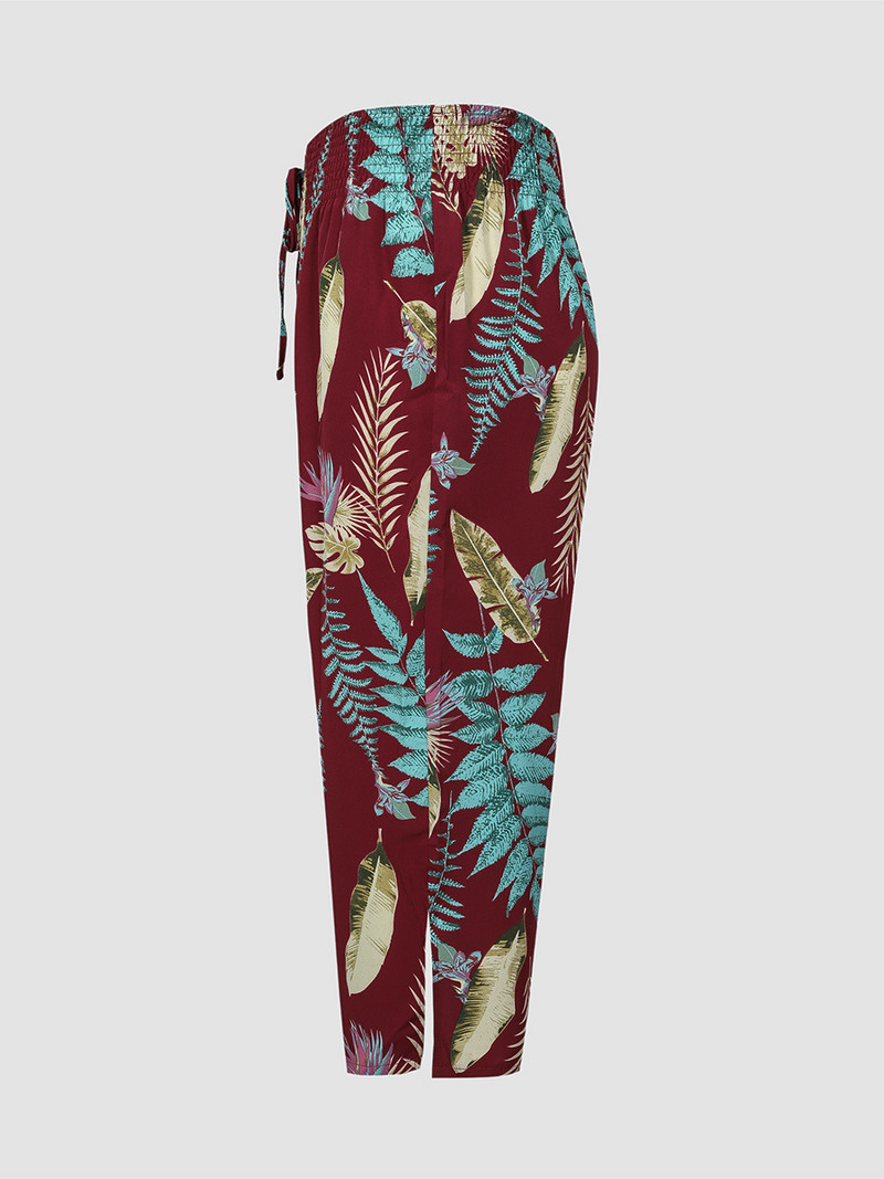 „Finjani“ moteriškos kelnės didelio dydžio vintažinio rašto kelnės, laisvalaikio kvėpuojančios poliesterio moteriškos kelnės