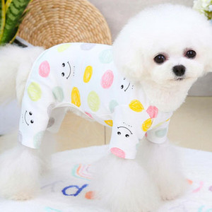 Cotton Dog Pizsama Kutyaruházat Aranyos mintás fehér póló Pulóver Jumpsuit Pizsama kis kutyáknak Kisállat ing Overall Yorkshire PJS