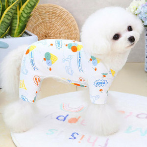 Cotton Dog Pizsama Kutyaruházat Aranyos mintás fehér póló Pulóver Jumpsuit Pizsama kis kutyáknak Kisállat ing Overall Yorkshire PJS