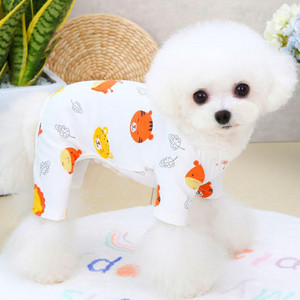 Cotton Dog Pizsama Kutyaruházat Aranyos mintás fehér póló Pulóver Jumpsuit Pizsama kis kutyáknak Kisállat ing Overall Yorkshire PJS