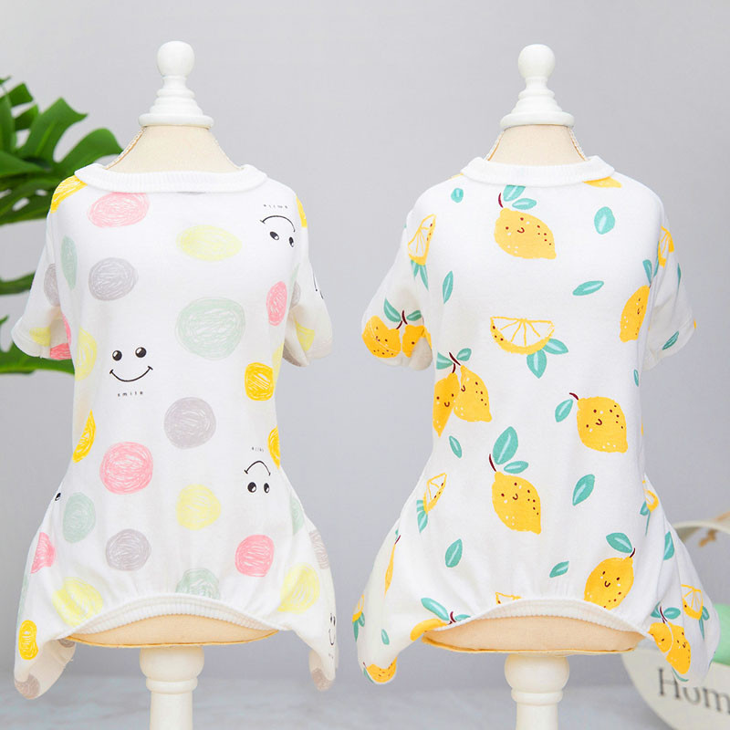Cotton Dog Pizsama Kutyaruházat Aranyos mintás fehér póló Pulóver Jumpsuit Pizsama kis kutyáknak Kisállat ing Overall Yorkshire PJS
