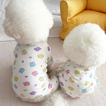 Ρούχα με τετράποδα για κατοικίδια Teddy Ρούχα σπιτιού Than Bear Ρούχα κινουμένων σχεδίων Puppy Rabbit Print Onesie Ρούχα θηλυκού σκύλου