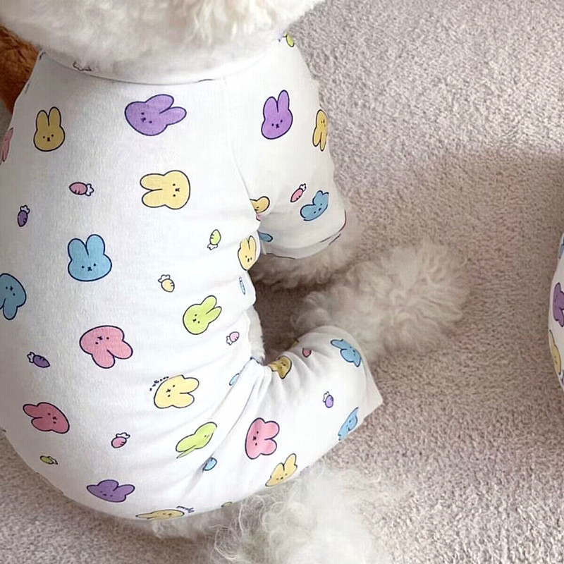 Kisállat négylábú ruhák Teddy otthoni ruhák, mint medve Rajzfilm ruhák kölyöknyúl nyomat Onesie nőstény kutyaruhák