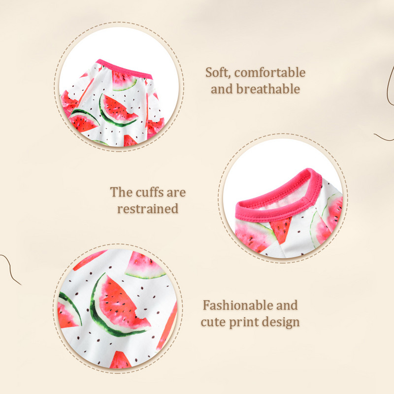 Proljetna odjeća za pse, mekane prozračne manšete, suzdržana lubenica, simpatičan print, mali, srednji, veliki kostim za kućne ljubimce, ruža za pse