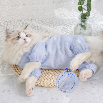 Ολόσωμη φόρμα για μικρό σκύλο Καλοκαιρινή άνοιξη κουτάβι μόδας πιτζάμες γάτα Γλυκό μαλακό πουκάμισο Pet χαριτωμένα επώνυμα ρούχα Chihuahua Maltese Yorkie