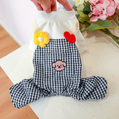 Plaids Bikses Apģērbi Jorkai Rozā Melns Rudens Rudens Onesie Balts Mētelis Rompers Mājas suņa Apģērbs Little Animal XS XL Aksesuāri