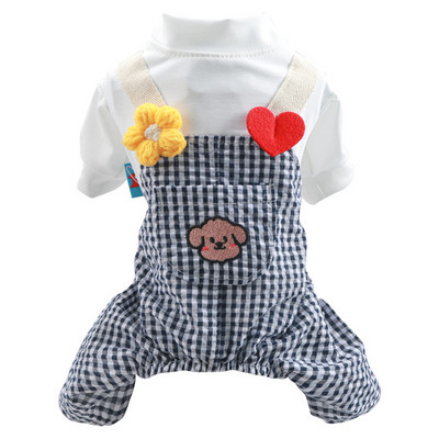 Plaids Bikses Apģērbi Jorkai Rozā Melns Rudens Rudens Onesie Balts Mētelis Rompers Mājas suņa Apģērbs Little Animal XS XL Aksesuāri
