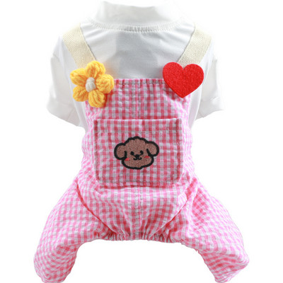 Plaids Bikses Apģērbi Jorkai Rozā Melns Rudens Rudens Onesie Balts Mētelis Rompers Mājas suņa Apģērbs Little Animal XS XL Aksesuāri