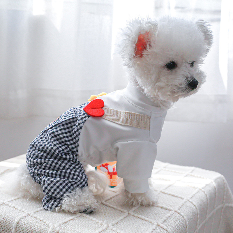 Plaids Bikses Apģērbi Jorkai Rozā Melns Rudens Rudens Onesie Balts Mētelis Rompers Mājas suņa Apģērbs Little Animal XS XL Aksesuāri