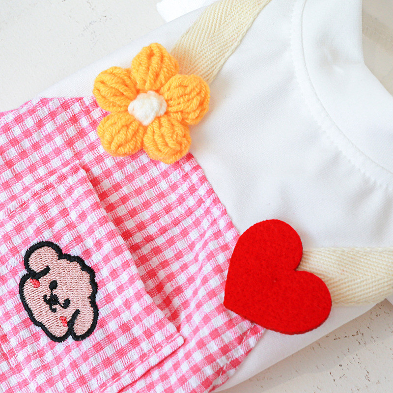 Plaids Bikses Apģērbi Jorkai Rozā Melns Rudens Rudens Onesie Balts Mētelis Rompers Mājas suņa Apģērbs Little Animal XS XL Aksesuāri