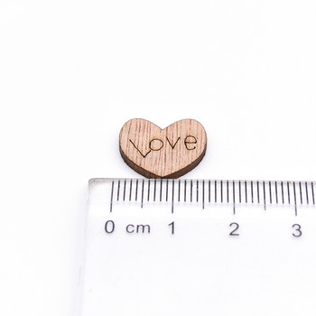 100 τμχ Μίνι διακόσμηση τραπεζιού Love Heart Ρουστίκ ξύλινο κομφετί Ξύλινο κουμπιά Scatter Διακοσμητικό Γάμου Κουμπιά DIY Craft Supplies