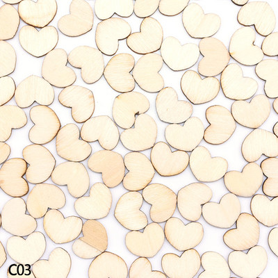 100gab Mini Love Heart galda dekorēšana zemniecisks koka konfeti koka galds, kas izkaisīts kāzu dekorēšanai, pogas DIY amatniecības piederumi