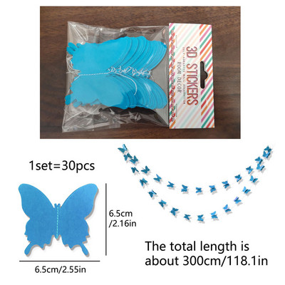 3M 30GB Gradienta krāsu tauriņreklāmkarogs kāzu dzimšanas dienas ballītei DIY iekarināma papīra vītne viesistabas bērnu dušas dekorēšanai