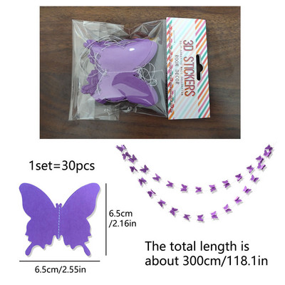 3M 30GB Gradienta krāsu tauriņreklāmkarogs kāzu dzimšanas dienas ballītei DIY iekarināma papīra vītne viesistabas bērnu dušas dekorēšanai