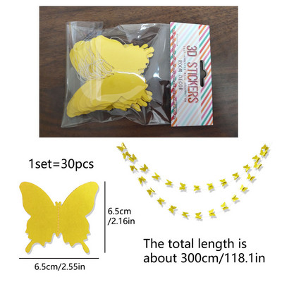 3M 30GB Gradienta krāsu tauriņreklāmkarogs kāzu dzimšanas dienas ballītei DIY iekarināma papīra vītne viesistabas bērnu dušas dekorēšanai