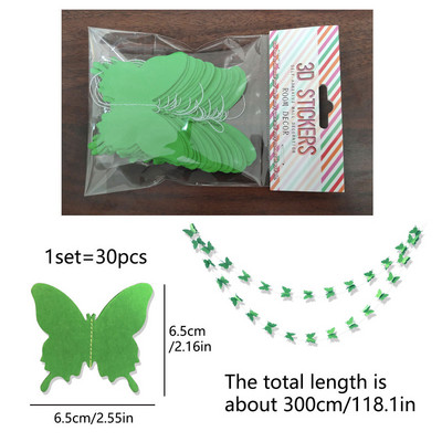 3M 30GB Gradienta krāsu tauriņreklāmkarogs kāzu dzimšanas dienas ballītei DIY iekarināma papīra vītne viesistabas bērnu dušas dekorēšanai