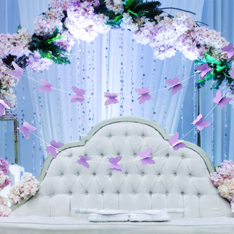 3M 30GB Gradienta krāsu tauriņreklāmkarogs kāzu dzimšanas dienas ballītei DIY iekarināma papīra vītne viesistabas bērnu dušas dekorēšanai