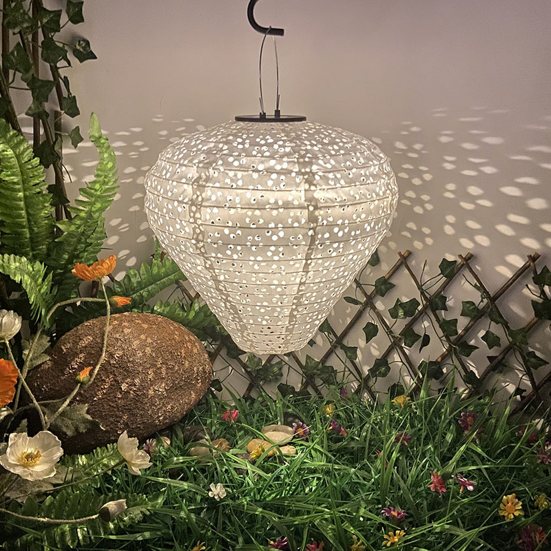 Nylon napelemes lámpás horgos kültéri lámpás vízálló, beépített akkumulátoros automatikus világítás otthoni kerti dekorációhoz