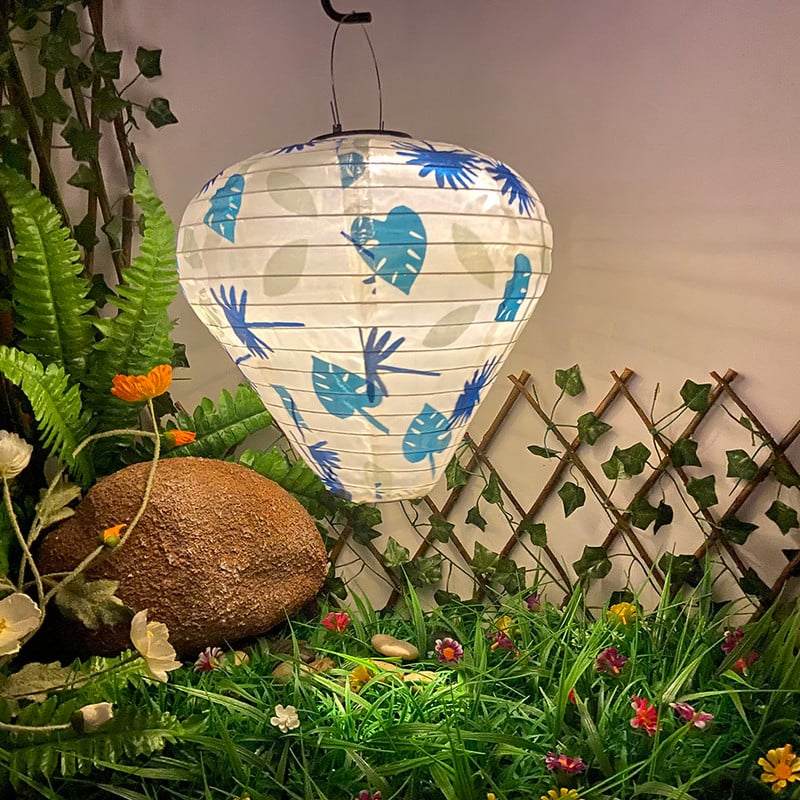 Nylon napelemes lámpás horgos kültéri lámpás vízálló, beépített akkumulátoros automatikus világítás otthoni kerti dekorációhoz