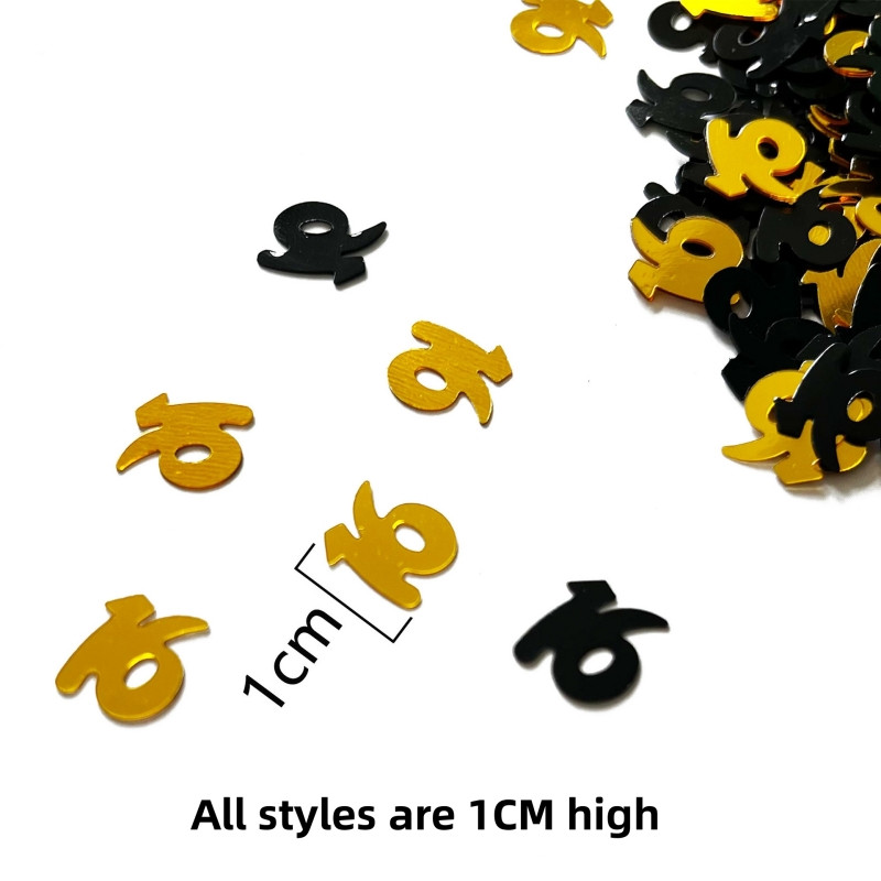 15 g juodo aukso skaitmeninis gimtadienio konfeti 20 30 40-ojo gimtadienio vakarėlio stalas su blizgučiais, pasidaryk pats, dekoratyviniai dirbiniai