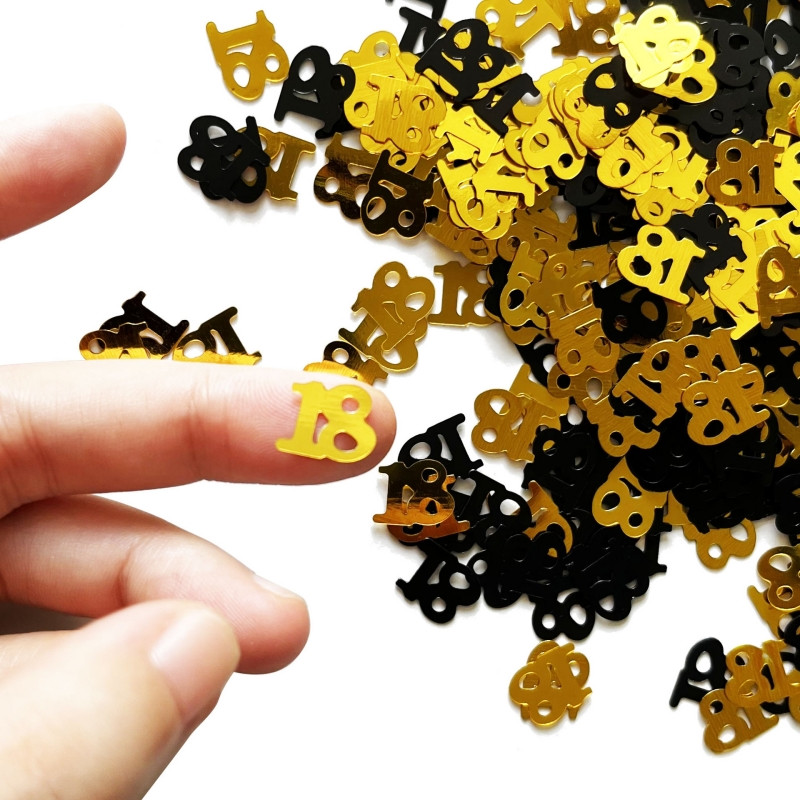 15 g juodo aukso skaitmeninis gimtadienio konfeti 20 30 40-ojo gimtadienio vakarėlio stalas su blizgučiais, pasidaryk pats, dekoratyviniai dirbiniai