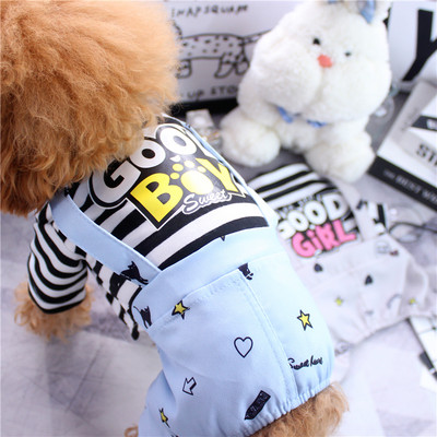 Dryžuoti šunų drabužiai Keturkojų naminių gyvūnėlių drabužiai 2022 m. pavasaris ir vasara ruduo Naujausi dryžuoti kombinezonai šunims, naminių gyvūnėlių kombinezonai