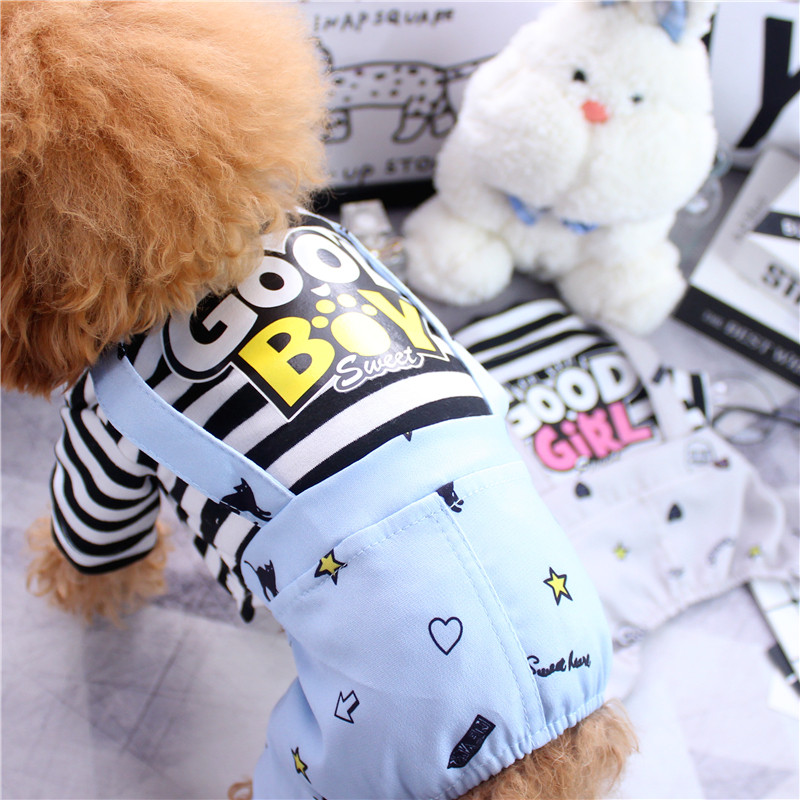 Dryžuoti šunų drabužiai Keturkojų naminių gyvūnėlių drabužiai 2022 m. pavasaris ir vasara ruduo Naujausi dryžuoti kombinezonai šunims, naminių gyvūnėlių kombinezonai