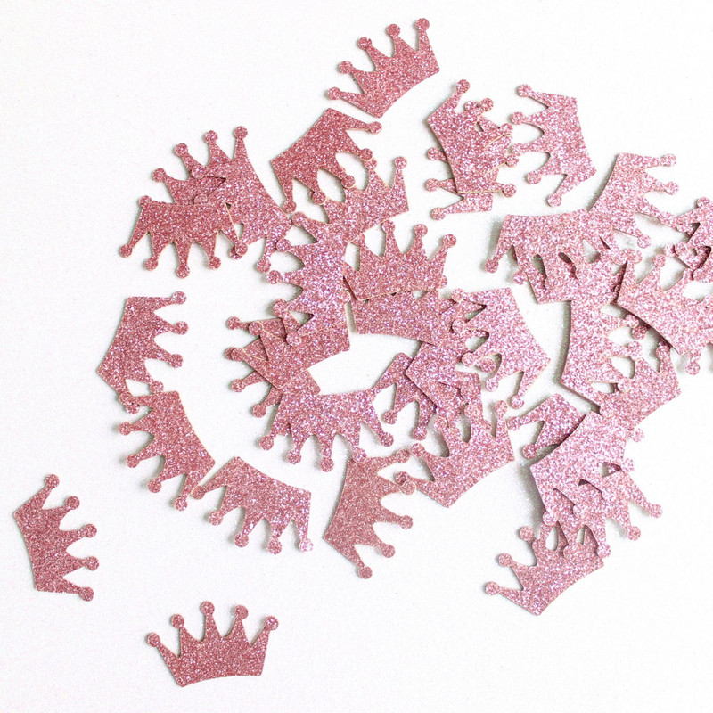 100 komada krunica od ružičastog zlata Papirnati konfeti za tematsku zabavu Baby Princess Dječak Rođendan Baby Shower Ukrasi za vjenčani stol