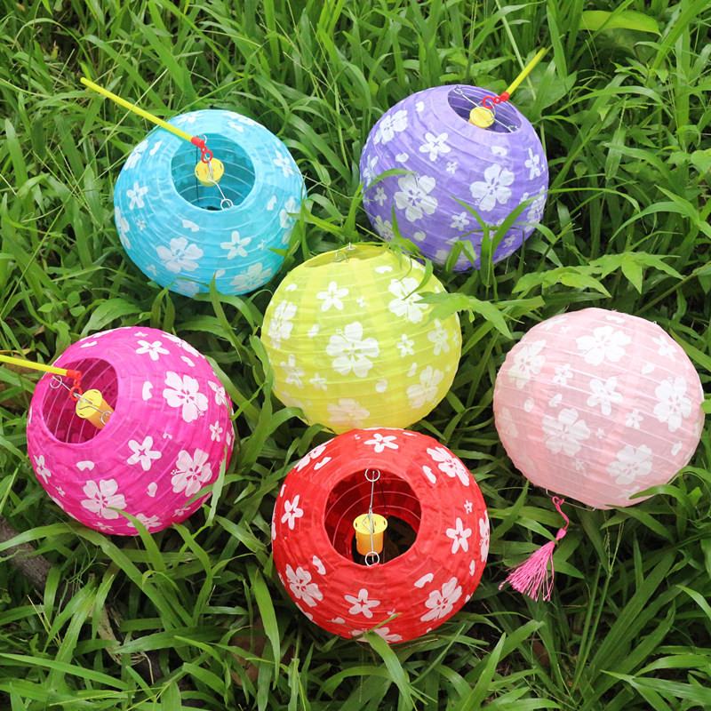 Svētku noformējums Laternas Ķiršu ziedu apaļas laternas bērniem Pārnēsājamas laternas Mājas ballīšu rotājumi