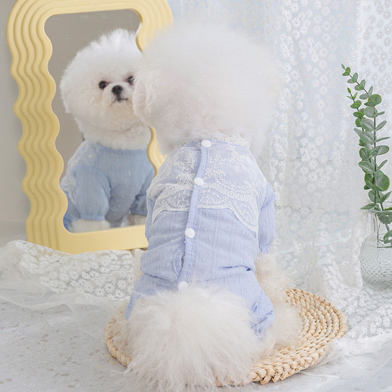 Romantikus Lace Than Bear Pizsama Nyári Kiskutya Otthoni Ruhák Négylábú táska Has Ruhák Légkondicionáló Ruhák XS-XL