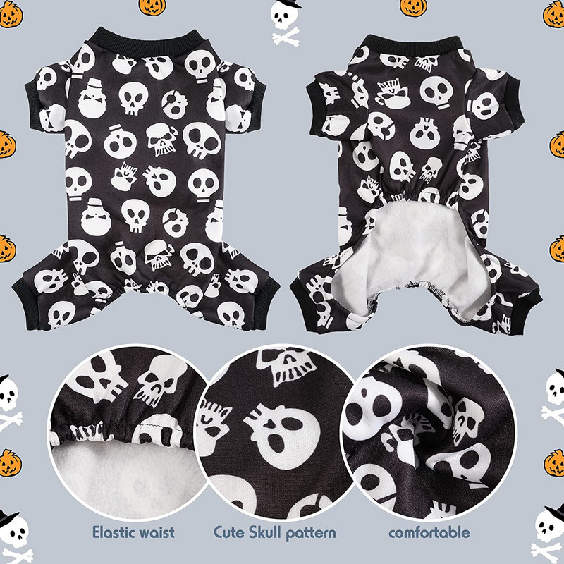 Koponya Kutya Pizsama Jelmezek Kisállatruhák Macskaruházat Ingek Téli Ünnep Jumpsuit Pjs Outfitek Chihuahua Yorkie kutyusoknak