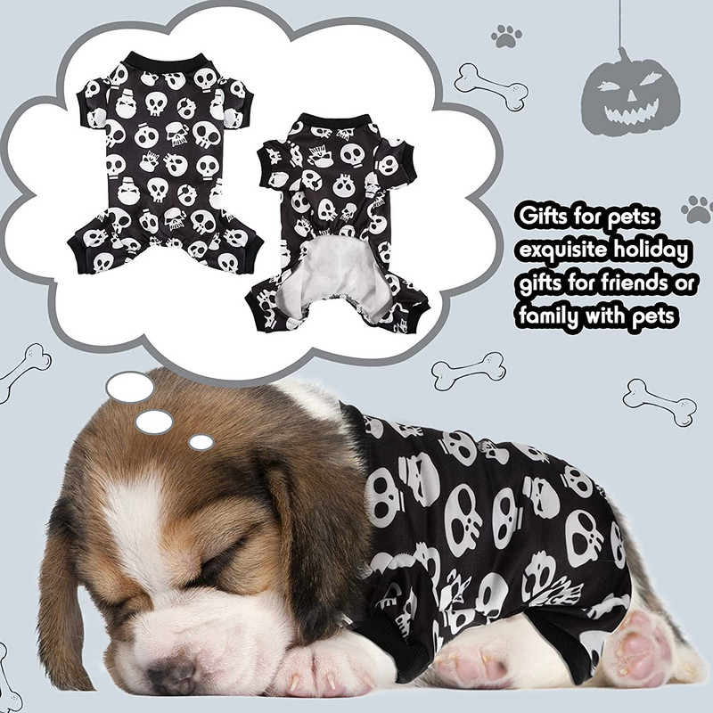 Koponya Kutya Pizsama Jelmezek Kisállatruhák Macskaruházat Ingek Téli Ünnep Jumpsuit Pjs Outfitek Chihuahua Yorkie kutyusoknak