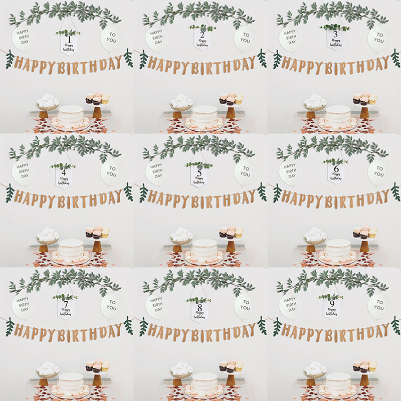 Boldog születésnapot zászló 1-9. születésnapi dekoráció fiú lány első születésnapi parti dekoráció 1 éves baba zuhany kellékek