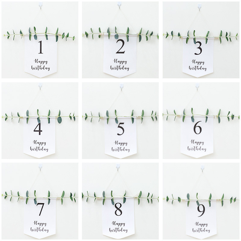 Boldog születésnapot zászló 1-9. születésnapi dekoráció fiú lány első születésnapi parti dekoráció 1 éves baba zuhany kellékek