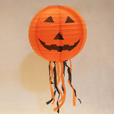 Halovīni papīra laterna ķirbju laternas zirnekļa nūja skelets piekārts lampas bumba šausmu rekvizīti āra mājas Helovīna ballītes dekors