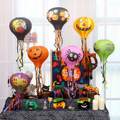 Helovīna karstā gaisa balona papīra laternas rotājums ragana ķirbja domkrats vai laternas zirnekļa skelets iekštelpu āra spoku dekors