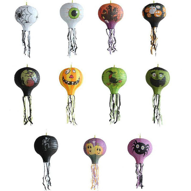 Helovīna karstā gaisa balona papīra laternas rotājums ragana ķirbja domkrats vai laternas zirnekļa skelets iekštelpu āra spoku dekors